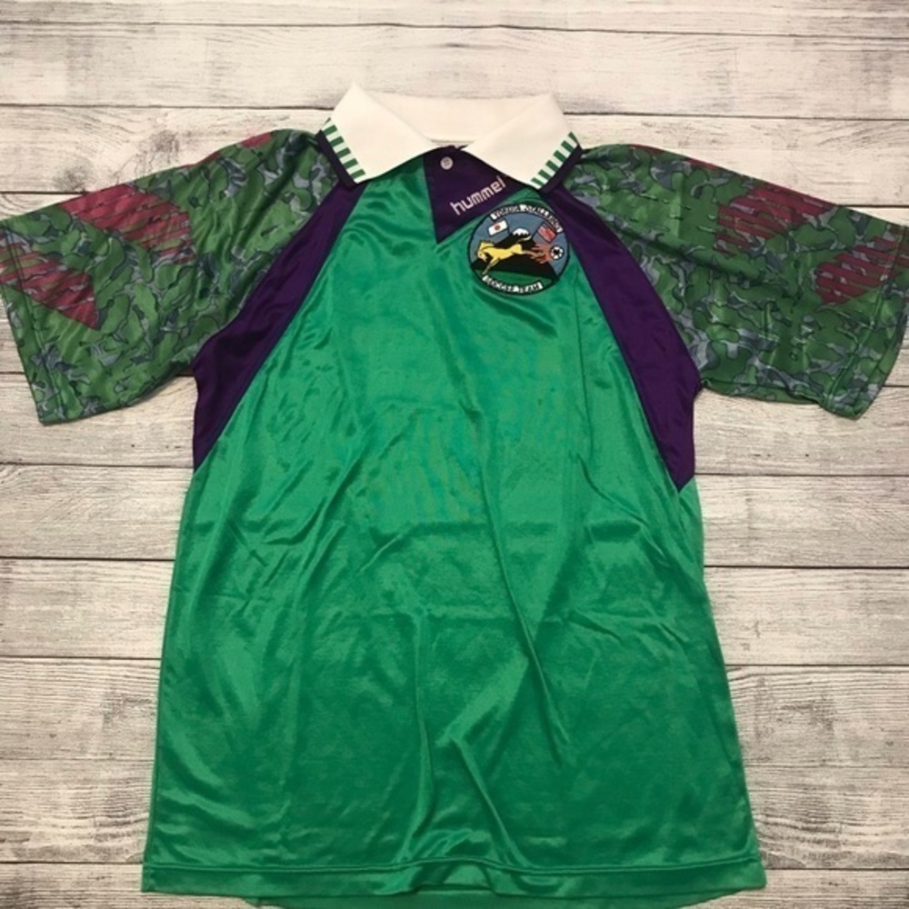 Vintage Japan Green Hummel Yokota Stallions Soccer Club Jersey Air Base Purple